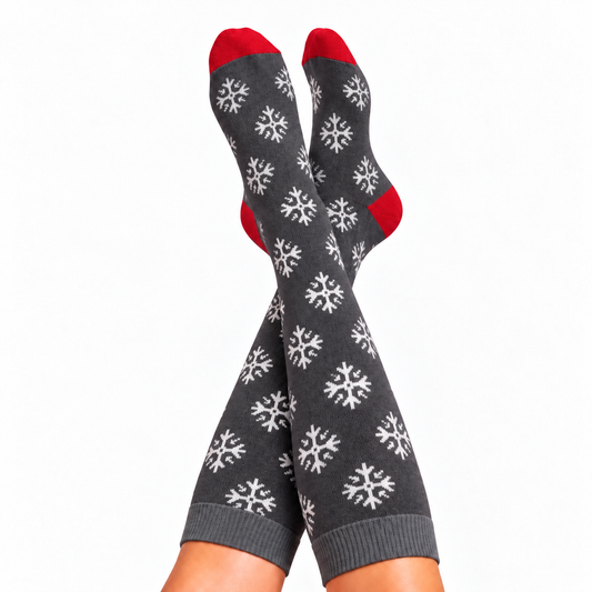Gray Snowflakes Compression Socks