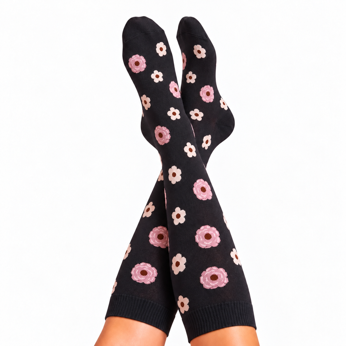 Flowers Pink Compression Socks