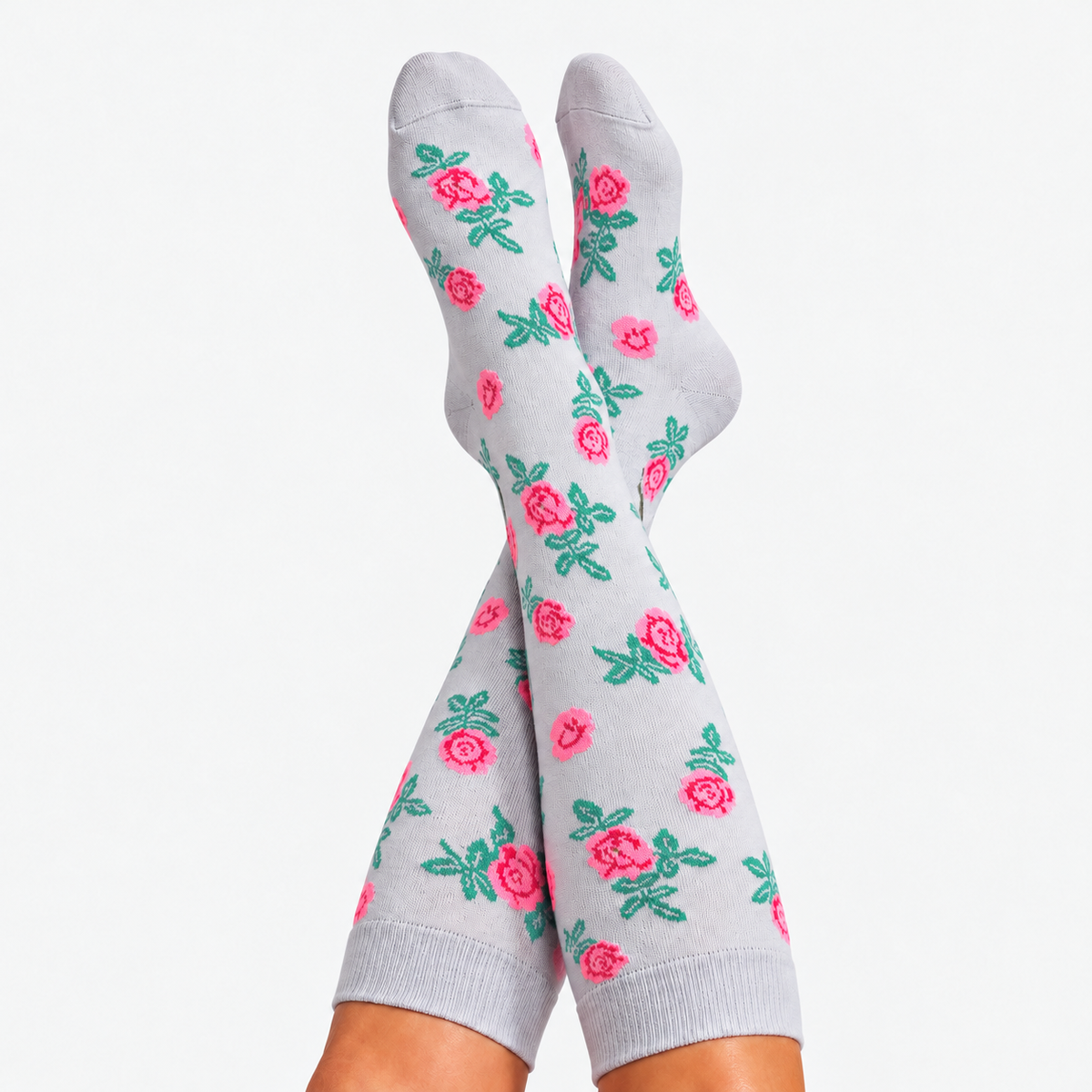 Flowers Pink Compression Socks