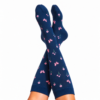 Flowers Pink Compression Socks