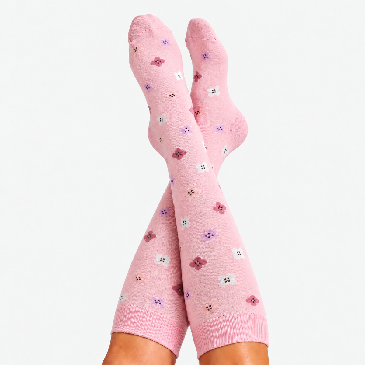 Flowers Pink Compression Socks
