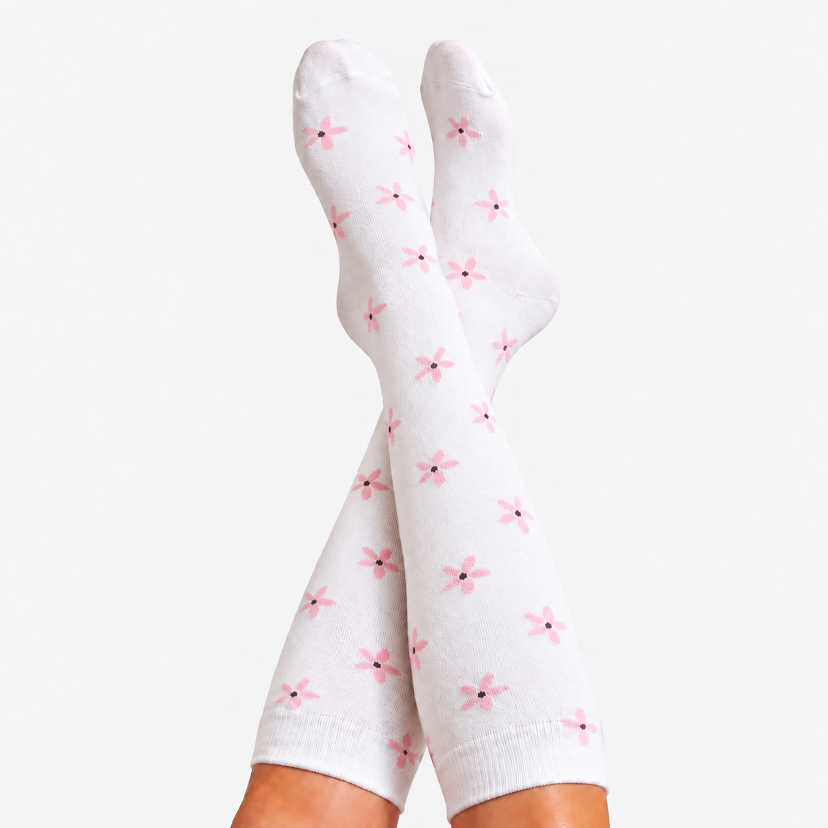 Flowers Pink Compression Socks